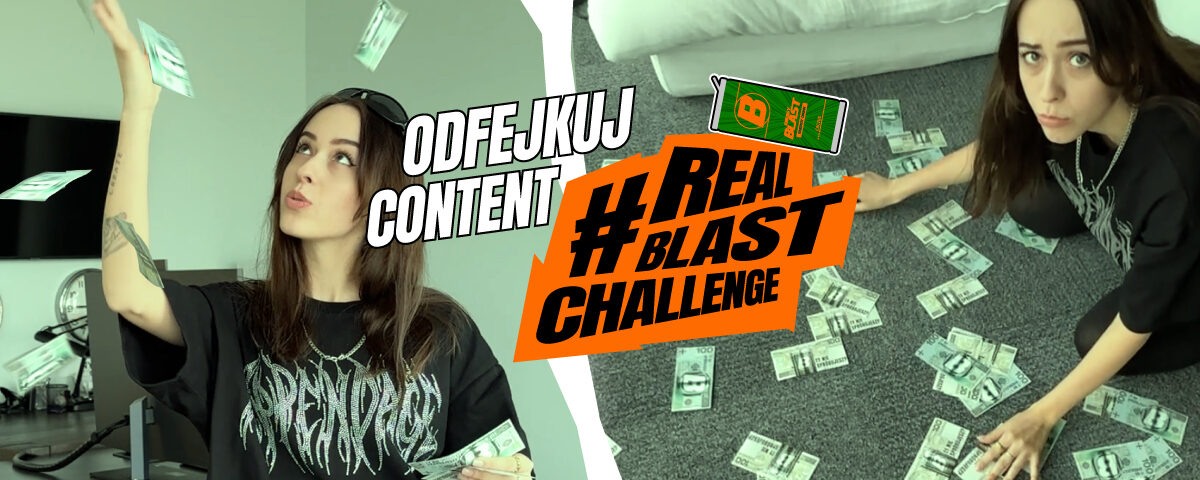 Grafika informująca o kampanii Energy Blast #RealBlastChallenge - wygraj 50 tys. i dowiedz się jak zostać influencerem!